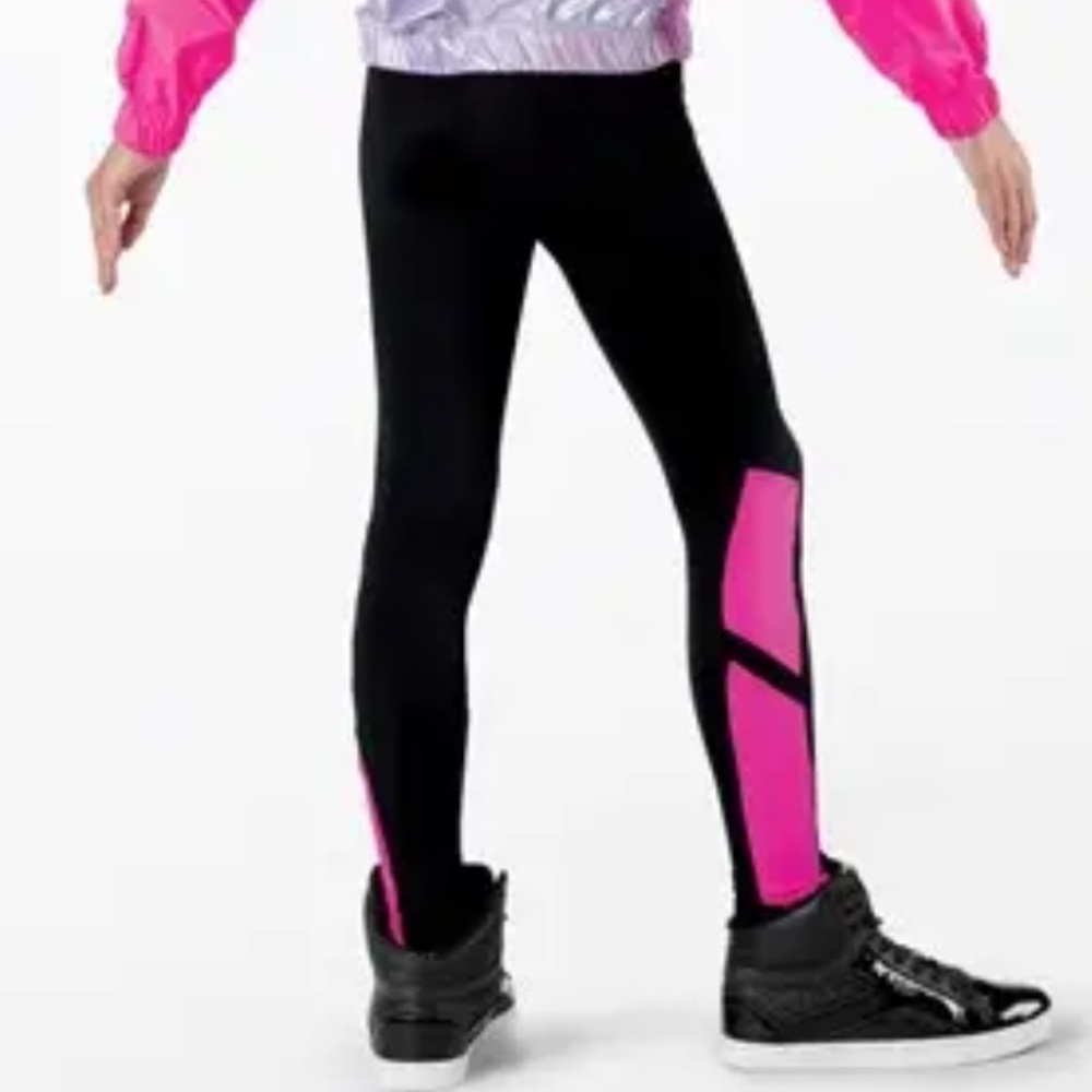 Weissman Black and Pink Neon Top & Leggings Dance Costume Set NEW Size Small